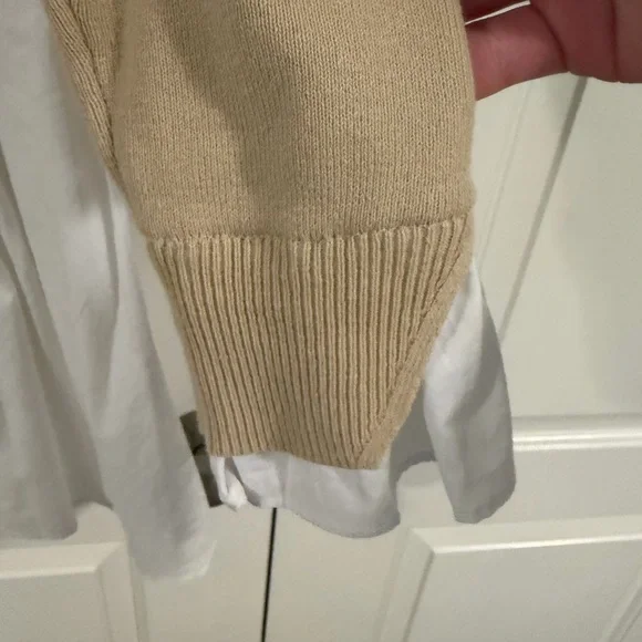 English Factory Beige and White Long Sleeve Dress - Picture 4 of 7